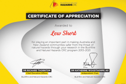 Bushfire and Natural Hazards Cooperative Research Centre Certificate Blackash Bushfire Consulting